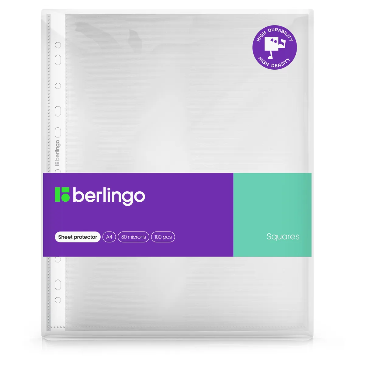 Папка-вкладыш с перфорацией Berlingo "Squares", А4, 30мкм, рельефная текстура, матовая
