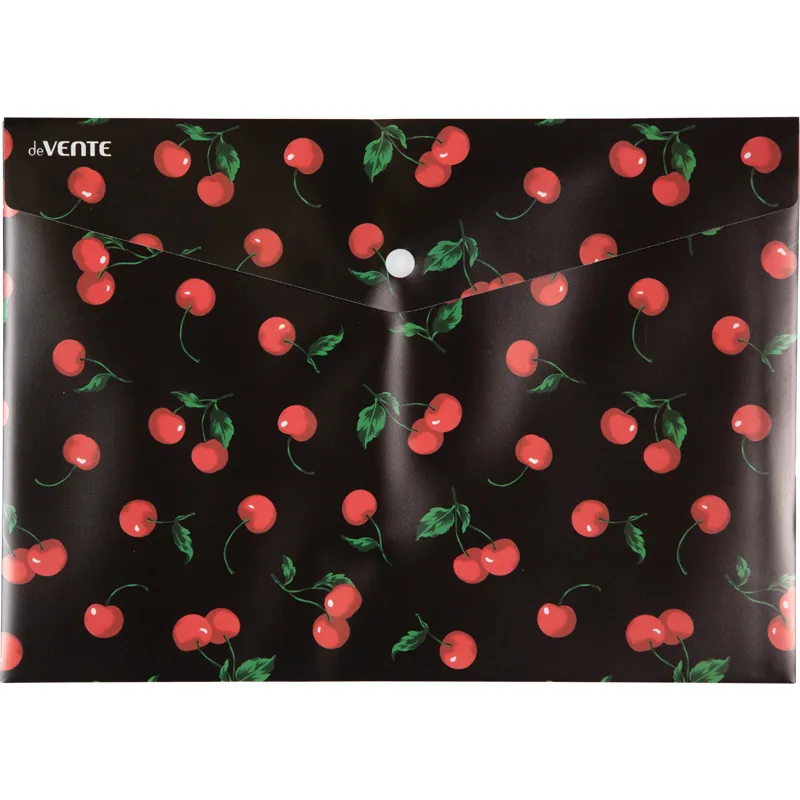 Конверт на кнопке  с рисунком А4 Very Cherry, 0,18мм, непрозрачная