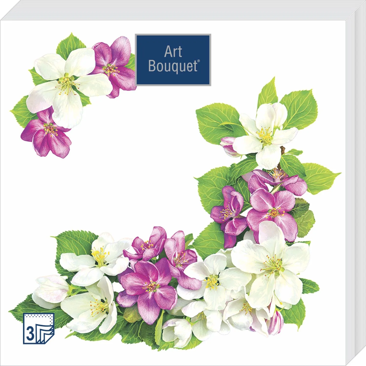 Салфетка Art Bouquet "Яблоневый цветок" 33*33см, 20шт., 3-х слойная