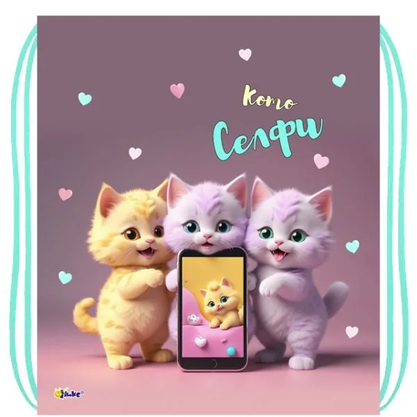 Мешок для обуви 1 отд, 410*490 "Котоселфи" петля